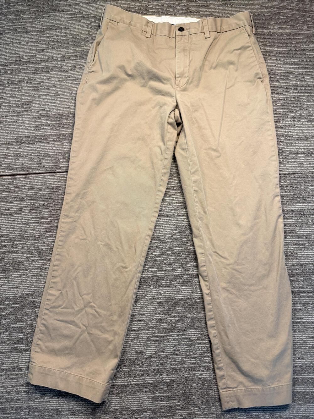 Polo Ralph Lauren Pants Mens 32x30 Beige Stretch Chino Flat Front Straight Leg